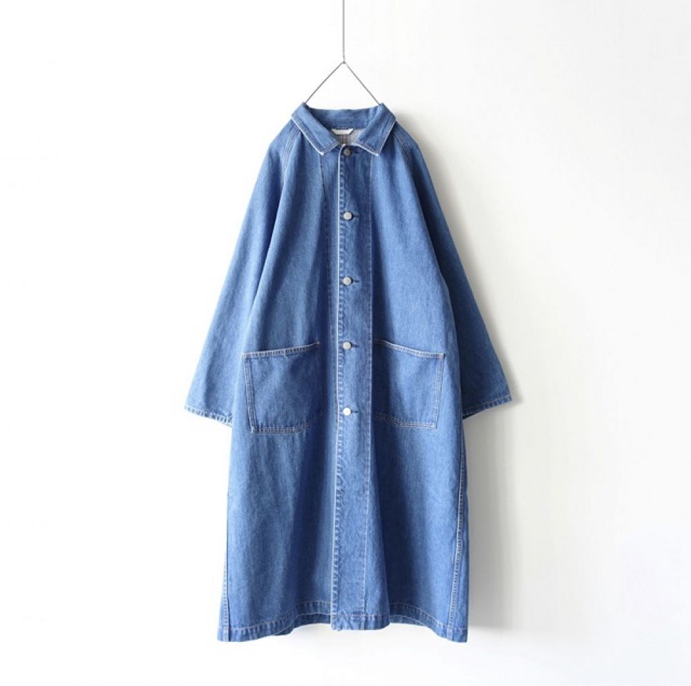 211032 DENIM Raglan Over Coat / A : INDIGO LIGHT